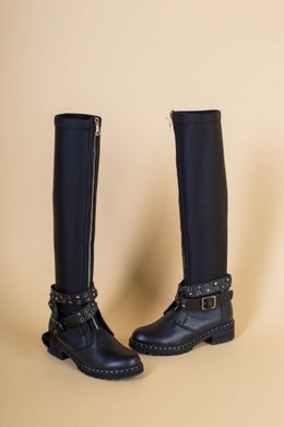 Жіночі демісезонні чорні чоботи, шкіра та взуттєвий стрейч 41, 36, 23.5