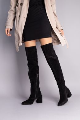 Ботфорты женские замшевые черного цвета на каблуке зимние, 40, 26