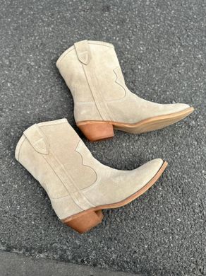 Ботинки ковбойки женские замшевые бежевого цвета демисезонные, 35, 23