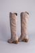 Сапоги женские кожаные бежевые на каблуке, зимние, 35, 23