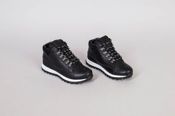 Ботинки мужские кожаные черные на шнурках зимние, 38, 24.5-25