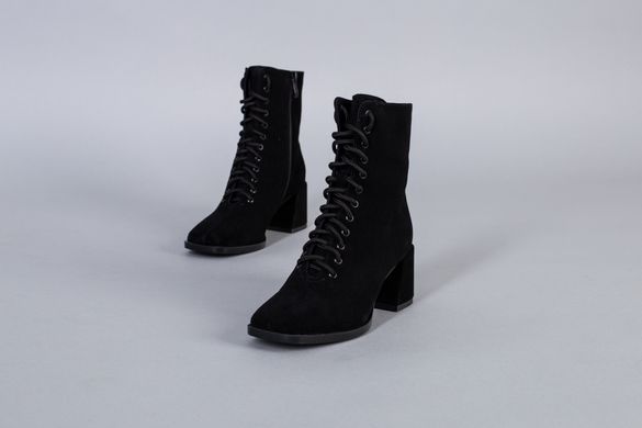 Ботинки женские замшевые черного цвета, на каблуке, зимние, 40, 26-26.5