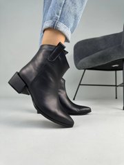 Ботинки ковбойки женские кожаные черного цвета на каблуке демисезонные, 41, 26