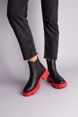 Ботинки женские кожаные черные на красной подошве зимние, 41, 26.5