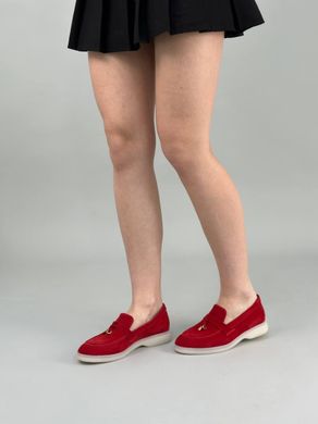 Лофери жіночі замшеві червоного кольору, 35, 23