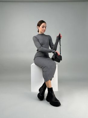 Ботинки женские кожаные черные с резинкой зимние, 35, 23