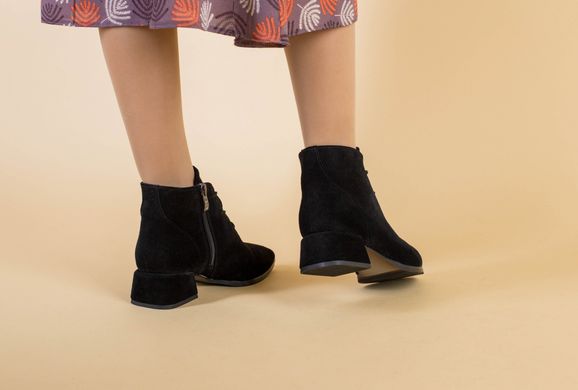 Ботинки женские замшевые черные на небольшом каблуке демисезонные, 41, 27