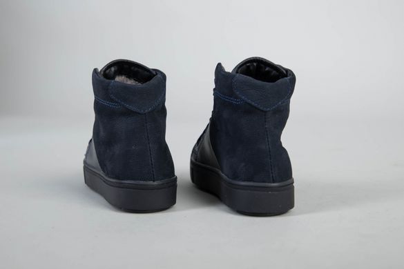 Ботинки для мальчика кожаные синие с вставкой нубука, 40, 26