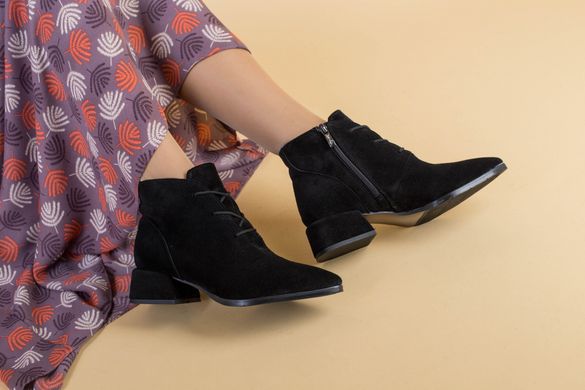 Ботинки женские замшевые черные на небольшом каблуке демисезонные, 41, 27