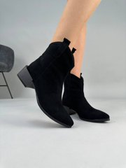 Ботинки ковбойки женские замшевые черного цвета на каблуке демисезонные, 41, 26