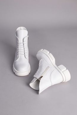 Ботинки женские кожаные белые зимние, 36, 23