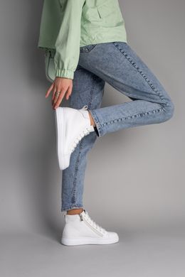 Ботинки женские кожаные белые на низком ходу демисезонные, 41, 26.5