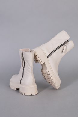 Ботинки женские кожаные молочного цвета с замками зимние, 41, 26.5