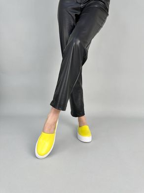 Слипоны женские кожаные лимонного цвета, 37, 24