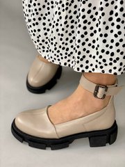 Туфли женские кожаные бежевые, 37, 24.5
