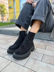 Ботинки женские замшевые черного цвета низкий ход демисезонные, 41, 26.5