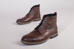 Мужские зимние кожаные коричневые ботинки Оксфорд, 45, 30