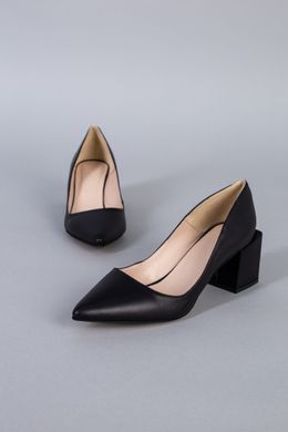 Туфли женские кожаные черного цвета, 39, 25.5-26
