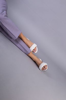 Шлепанцы женские кожаные белые на каблуке 2 см, 41, 26