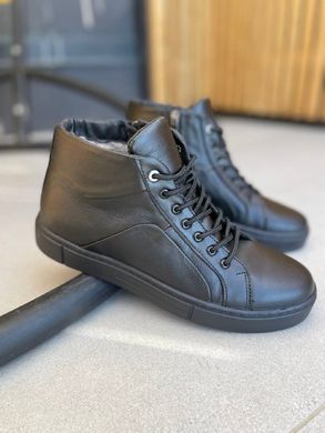 Ботинки мужские кожаные черные зимние, 40, 27
