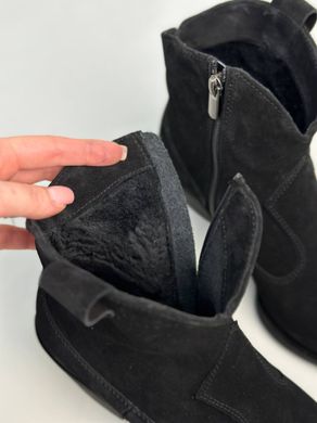 Ботинки ковбойки женские замшевые черные на черной подошве зимние, 41, 26.5