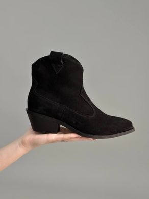 Ботинки ковбойки женские замшевые черные на черной подошве зимние, 41, 26.5