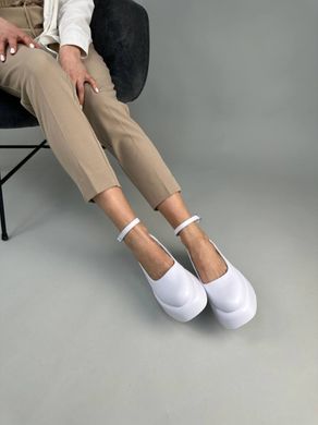 Туфлі жіночі шкіряні білого кольору на платформі, 41, 26