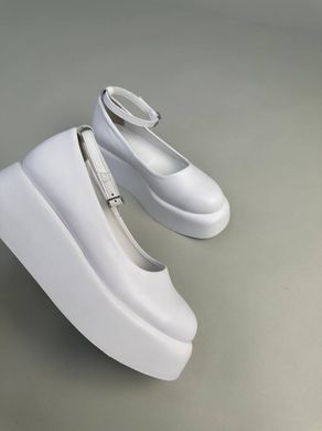 Туфли женские кожаные белого цвета на платформе, 41, 26