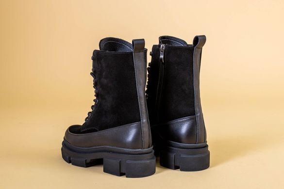 Ботинки женские замшевые черные с кожаной вставкой зимние, 41, 27