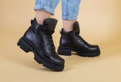 Ботинки женские кожаные черные на шнурках зима, 40, 26-26.5