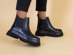 Ботинки женские кожаные черного цвета с резинкой зима, 41, 27