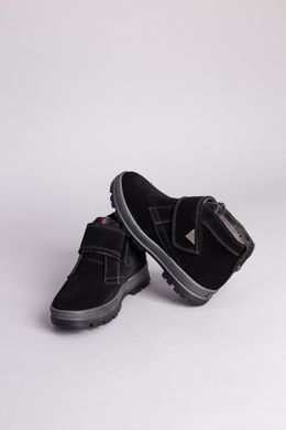 Ботинки десткие замшевые черные на липучке зимние, 37, 24
