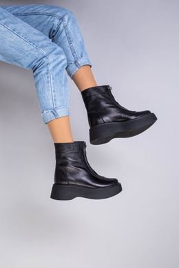 Ботинки женские кожаные черные с замком спереди демисезонные, 41, 26.5