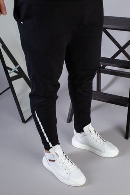 Мужские белые высокие кожаные кроссовки с перфорацией на шнурках и с резинкой, 44, 29.5