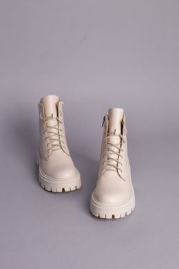 Ботинки женские кожаные молочного цвета зимние, 36, 23.5