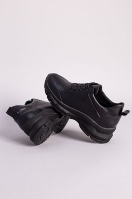 Кросівки жіночі шкіряні чорні на чорній підошві, 36, 24