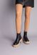 Черевики жіночі шкіряні чорні з резинкою на бежевій підошві, на цигейці, 35, 23