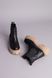 Черевики жіночі шкіряні чорні з резинкою на бежевій підошві, на цигейці, 35, 23