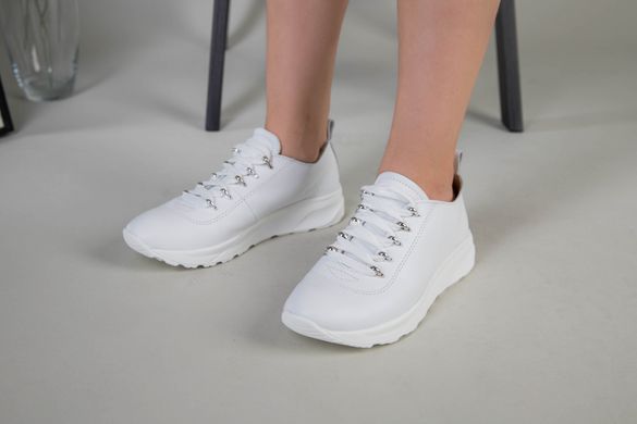 Кроссовки для девочки кожаные белые с серебряной фурнитурой, 37, 24