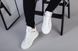 Мужские белые высокие кожаные кроссовки с перфорацией, на шнурках и с резинкой, 44, 29.5