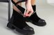 Ботинки женские замшевые черные с вставками кожи, 41, 26-26.5