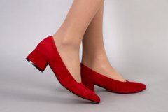 Туфлі човники жіночі замшеві червоного кольору, 41, 26.5