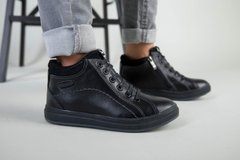 Демисезонные черные кожаные ботиночки для мальчика