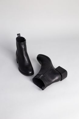 Ботинки женские кожаные черные на каблуке демисезонные, 41, 26.5