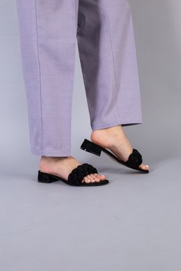 Шлепанцы женские замшевые черные на каблуке 2 см, 40, 25.5