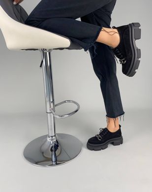 Туфлі жіночі замшеві чорні на шнурівці, 36, 23