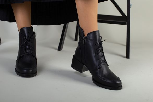 Ботинки женские кожаные черные на небольшом каблуке зимние, 36, 23.5