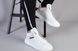 Мужские белые высокие кожаные кроссовки с перфорацией на шнурках и с резинкой, 45, 30