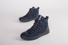 Мужские синие зимние ботинки из нубука, на шнурках