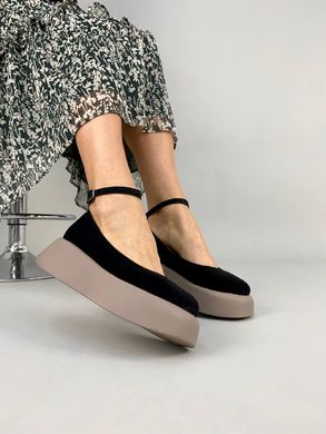 Туфлі жіночі замшеві чорного кольору на платформі, 41, 26